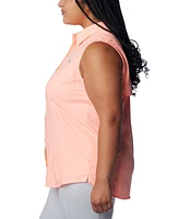 Columbia Plus Pfg Tamiami Button-Front Sleeveless Top