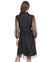 Halston Women's Sequined Fit & Flare Dress