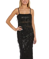 Morgan & Company Juniors' Sequined Fringe Gown