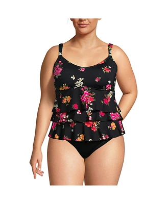 Lands' End Women's Smoothing Control Ruffle Fauxkini One Piece Swimsuit