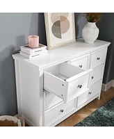 Slickblue Modern 7-Drawer Dresser – White Cabinet with 7 Drawers, Perfect for Living Room or Farmhouse Closet Storage