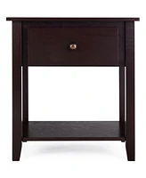 Gymax 2PCS Nightstand Sofa End Side Table W/ Storage Drawer Bottom Shelf Espresso