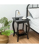 Gymax Set of 2 Accent Side Table Sofa End Table Nightstand Coffee Table w/ Shelf