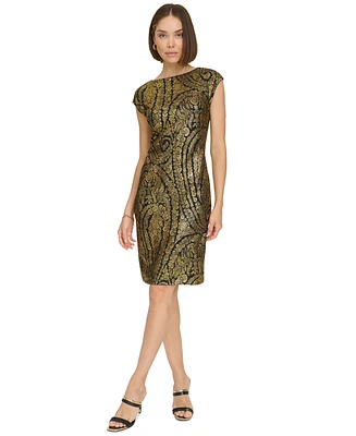 Tommy Hilfiger Women's Foil-Printed Cap-Sleeve Dress