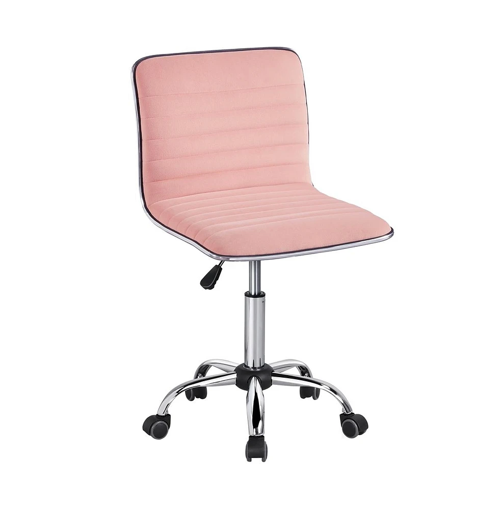 Yaheetech Swivel Velvet Low Back Armless Office Desk Chair with Wheels