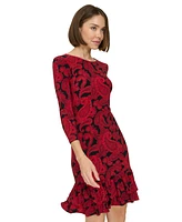 Tommy Hilfiger Women's Paisley-Print Ruffle-Hem Dress