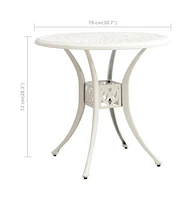 vidaXL Patio Table White 30.7"x30.7"x28.3" Cast Aluminum