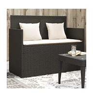 vidaXL Patio Bench with Cushions Poly Rattan