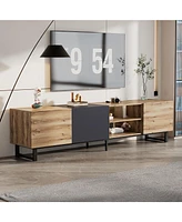 Slickblue Modern Tv Stand with 3 Cabinets and Open Shelves