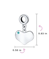 Bling Jewelry Aqua Blue Crystal Heart Charm Bead .925 Sterling Silver