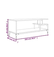 vidaXL Tv Stand Smoked Oak 40.2"x15.7"x16.1" Engineered Wood and Powder-coated Steel