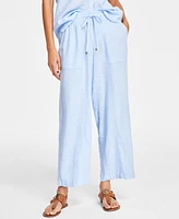 Tommy Hilfiger Women's Linen-Blend Wide-Leg Drawstring Pants