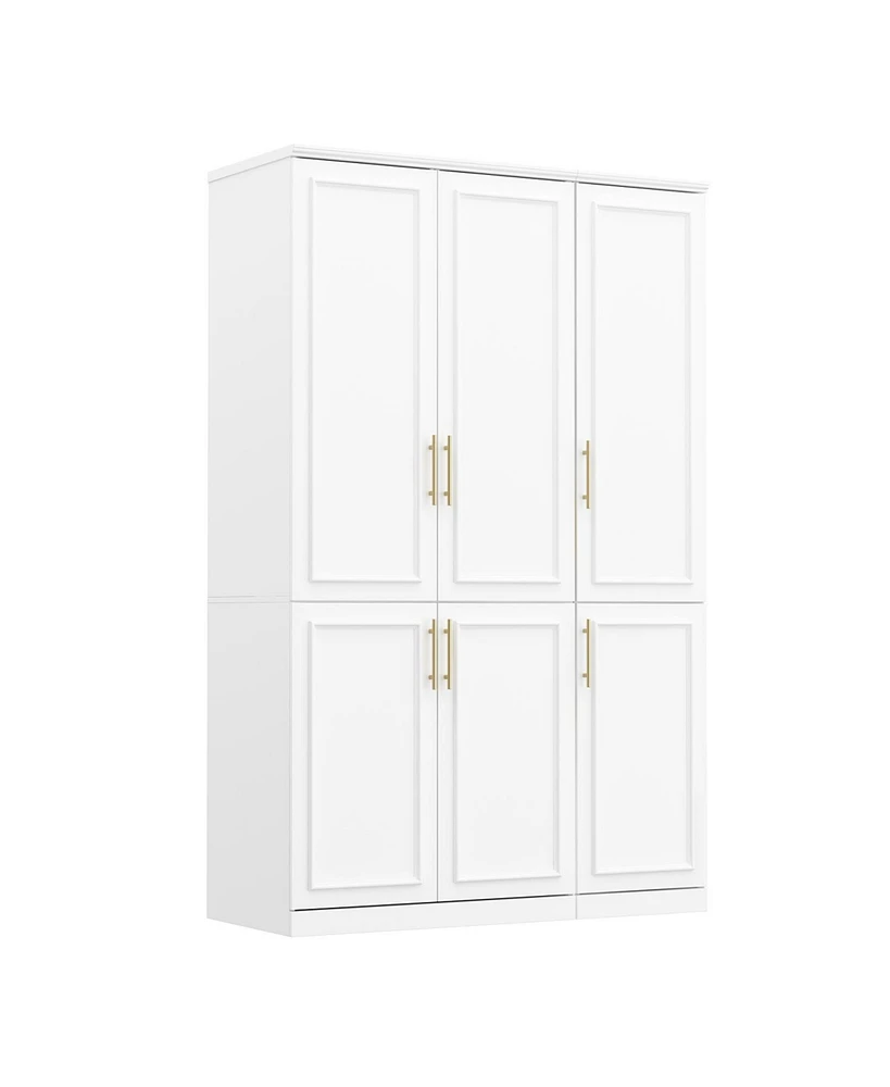 Famapy 6-Door Big Armoires with 2 Hanging Rods, Storage Shelves