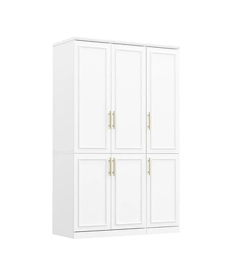 Famapy 6-Door Big Armoires with 2 Hanging Rods, Storage Shelves