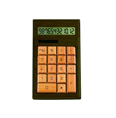 Impecca CB1203 12-Digits Bamboo Custom Carved Desktop Calculator