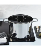 BergHOFF DiNA Helix Recycled 18/10 Stainless Steel 10.25" Stockpot 10.6qt., Glass Lid