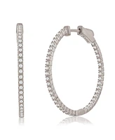 Suzy Levian New York Suzy Levian Sterling Silver & White Cubic Zirconia Pave Hoop Earrings