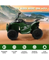 Costway 12V Battery Powered Kids Ride On Atv Electric 4-Wheeler Quad Car with MP3 & Ligh