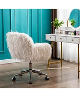 Slickblue Modern Faux fur home office chair, fluffy chair for girls, makeup vanity Chair