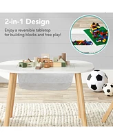 Best Choice Products 2-in-1 Kid's Building Block Table, Construction Activity Center w/ 2 Stools, Storage Compartment