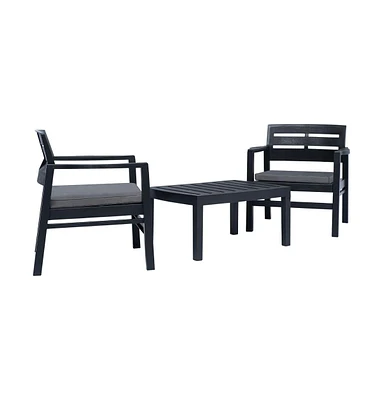 vidaXL 3 Piece Patio Lounge Set Plastic Anthracite