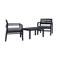 vidaXL 3 Piece Patio Lounge Set Plastic Anthracite