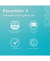 Intex Excursion 5 Inflatable Fishing Boat Set with Transom Mount Trolling Motor