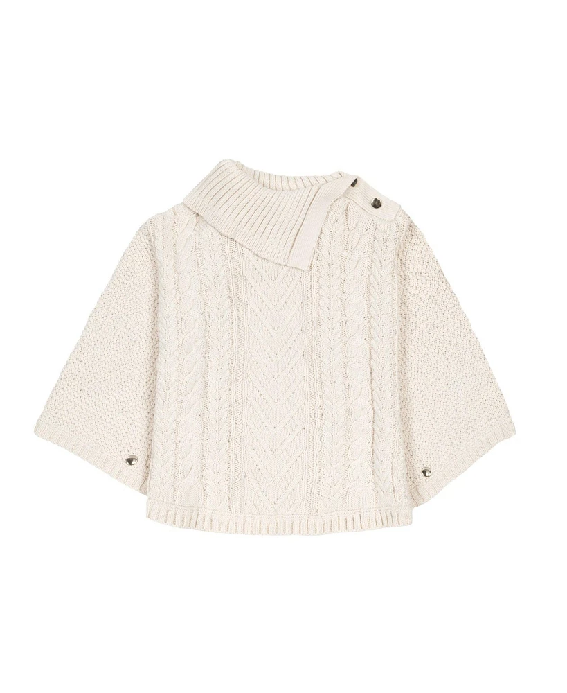 Hope & Henry Baby Girls Organic Split Collar Cable Sweater Cape