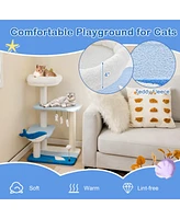 Slickblue 3-Layer Cat Tree with Marine Theme: Multi-Functional Climbing Frame & Activity Center for Cats