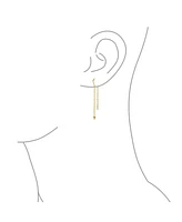 Bling Jewelry Minimalist Geometric Arrow Spike Tip Chain Threader Earrings 14K Gold Plated .925 Sterling Silver