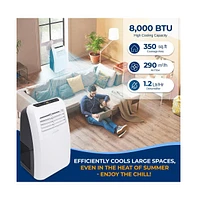 SereneLife Portable Air Conditioner, 8,000 Btu, Built-in Dehumidifier & Fan