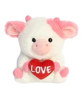 Aurora Mini Love Cow Rolly Pet Round Plush Toy Pink 5"