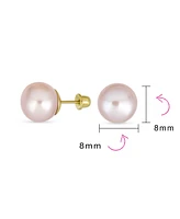 Bling Jewelry Small Minimalist Cz 10K Gold 5MM White Freshwater Cultured Button Pearl Stud Earrings Secure Screw Back