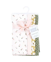 Hudson Baby Infant Girl Cotton Flannel Burp Cloths, Sage Floral, One Size