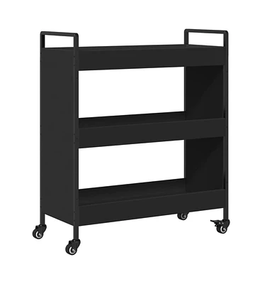 vidaXL Kitchen Trolley Black 27.6"x11.8"x32.3" Engineered Wood