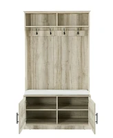 Slickblue Wood Coat Rack & Storage Shoe Cabinet – Includes Clothes Hooks, Sponge Pad, and Multiple Racks for Bedroom or Porch Wardrobe
