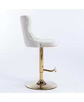 Slickblue Golden Swivel Velvet Barstools Adjustable Seat Height from 25-33 Inches, Luxurious and Stylish