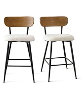 Maison Boucle Scandia-style Set of 2 Armless Counter Height Stool with Metal Base-Maison Boucle