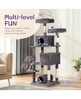 Slickblue 65-Inch Cat Tree Tower for Indoor Cats with Multiple Levels and Scratching Posts