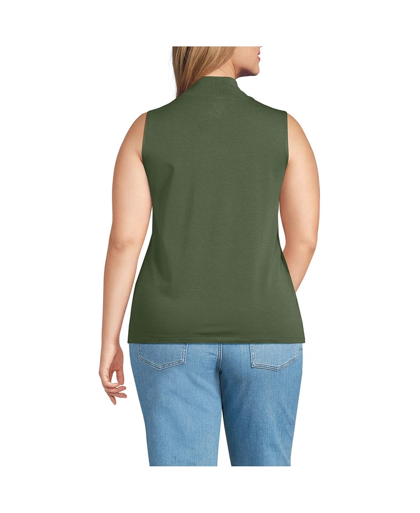 Lands' End Plus Lightweight Jersey Skimming Sleeveless Mock Neck