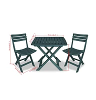 vidaXL 3 Piece Folding Bistro Set Plastic Green