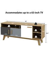 Sugift 65 Inch Tv Stand with 3 Storage Cabinets and 3 Open Shelves for Living Room