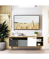 Sugift 65 Inch Tv Stand with 3 Storage Cabinets and 3 Open Shelves for Living Room
