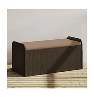 vidaXL Storage Bench with Cushion Brown 45.3"x20.1"x20.5" Poly Rattan