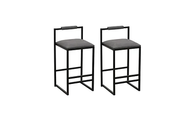 Slickblue Set of 2 Counter Height Barstools Modern Armless with Metal Legs