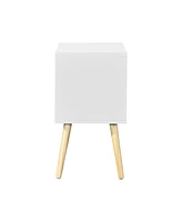 Slickblue Side Table with 2 Drawers and Rubber Wood Legs for Elegant Storage