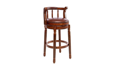 Slickblue 29.5-Inch Wooden Swivel Barstool – 360-Degree Rotating Seat, Stylish and Functional