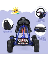 Gymax Kids Pedal Go Kart 4 Wheel Ride On Toys w/ Adjustable Seat & Handbrake Red