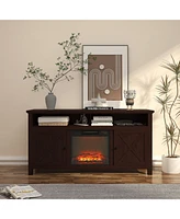 Mondawe 70" Tv Stand with 28" Electric Fireplace - 5000 Btu, Remote Control & Overheat Protection