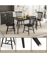 Costway Windsor Dining Chairs Set of 2 Armless Spindle Back Solid Rubber Wood